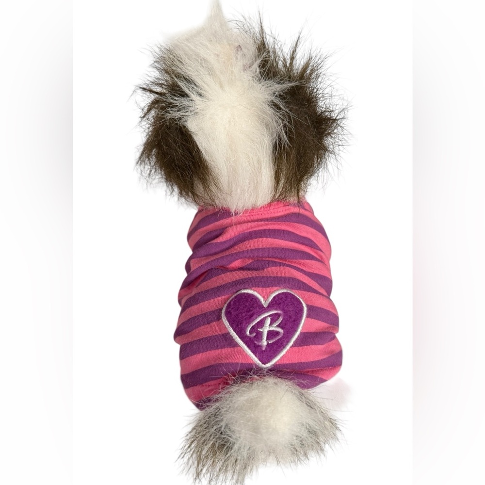 Barbie Pink & Purple Striped Dog Shirt with Purple Heart in a size XS
